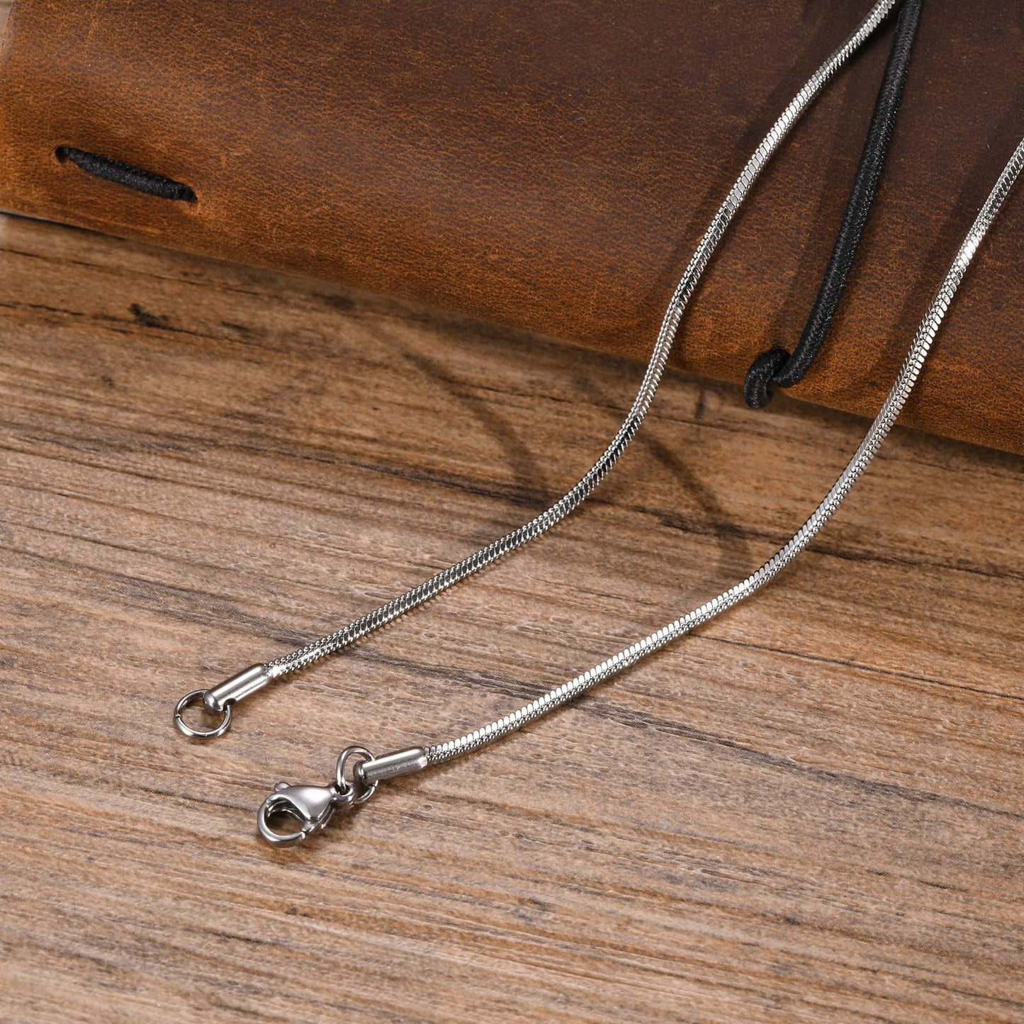 Stainless Steel Square Snake Chain 26 English Letter Necklace Bone Chain Steel Color