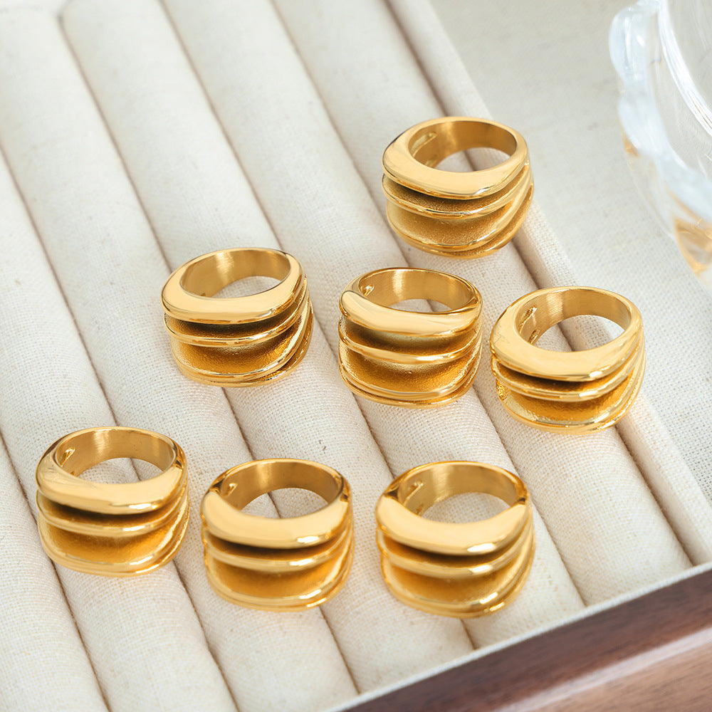 Luxurious Multi-Layer Titanium Steel Ring for Women, Size 6-8