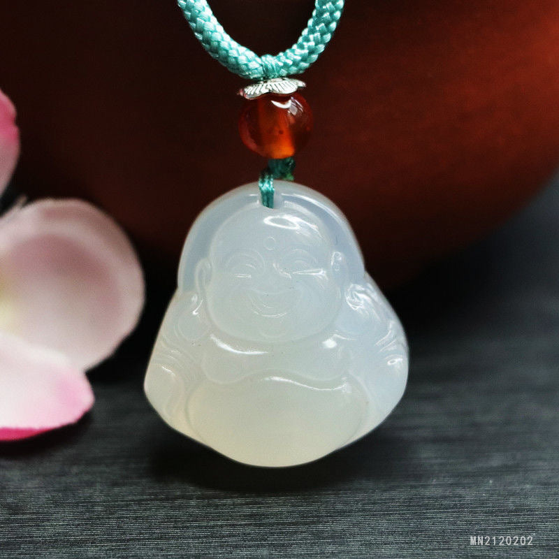 White Chalcedony Buddha Pendant