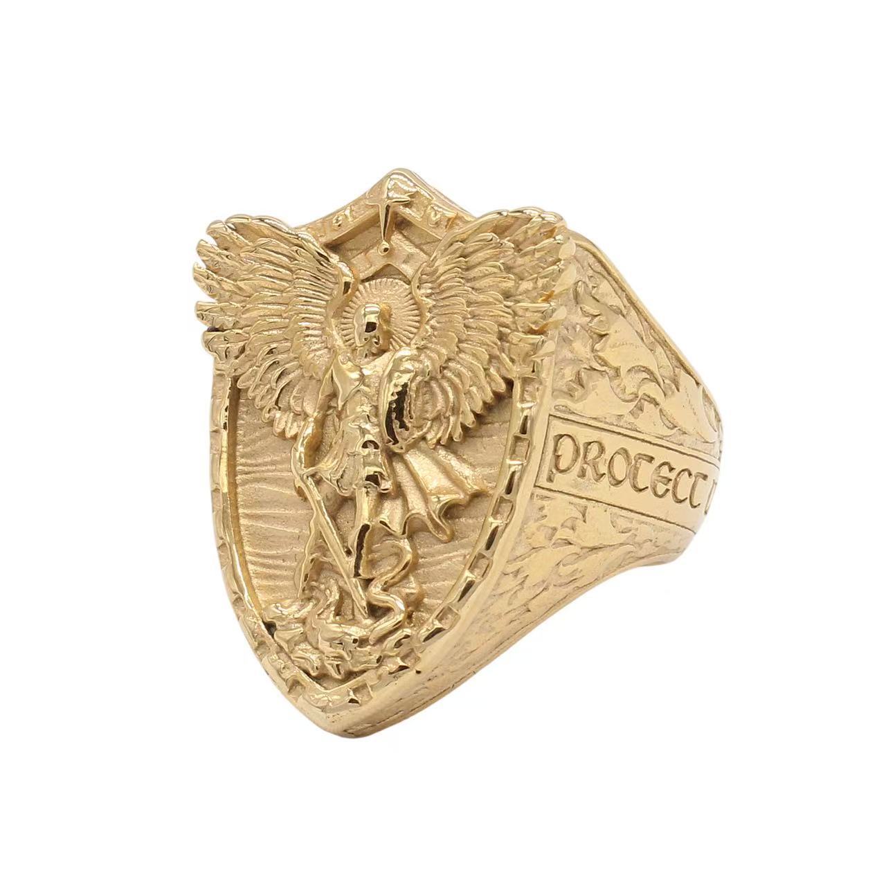 Planderful Jewelry Guardian Angel Wings Ring Steel