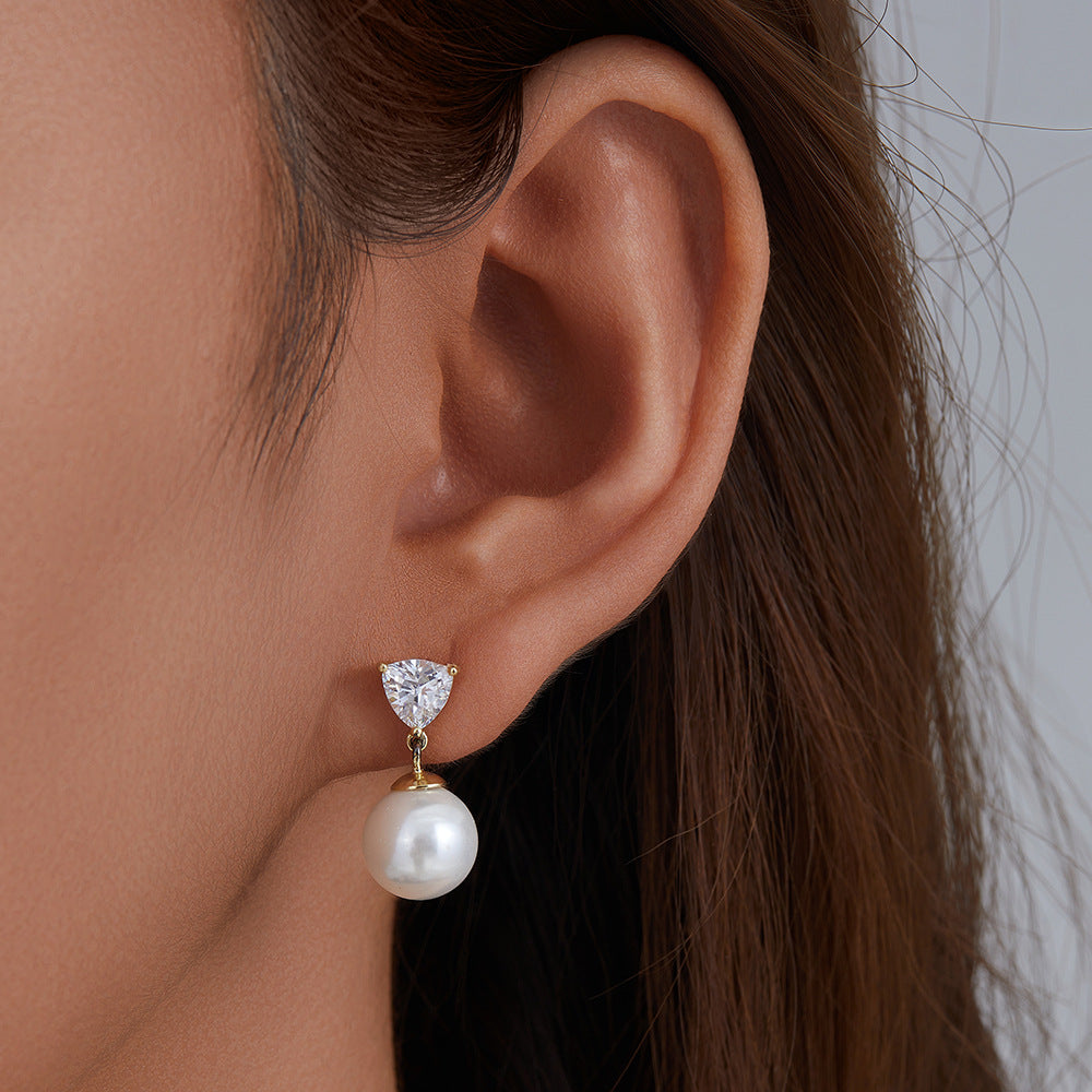 Pearl Earrings 925 Sterling Silver Bead Zircon Stud Earrings And Ear Jewelry