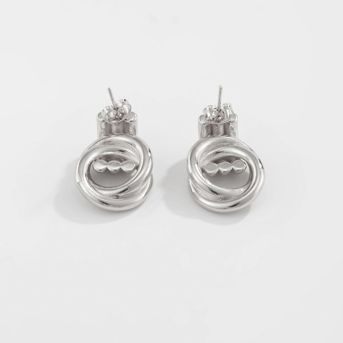 Planderful Vienna Verve Stainless Steel Ring Buckle Stud Earrings With Contrasting Color Lines For Modern Fashion Lovers