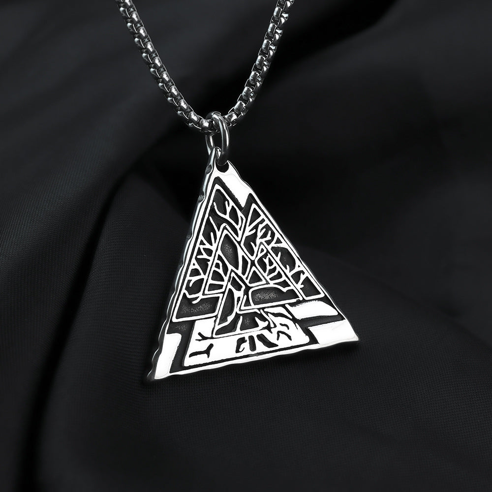 European And American Jewelry Wholesale Titanium Steel Men's Pendant Necklace Retro Viking Tree Of Life