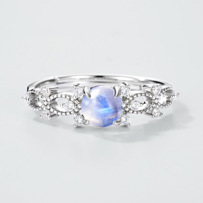 Planderful Everyday Genie Ring – Fashion Temperament Colorful Blue Moonlight Silver Jewelry