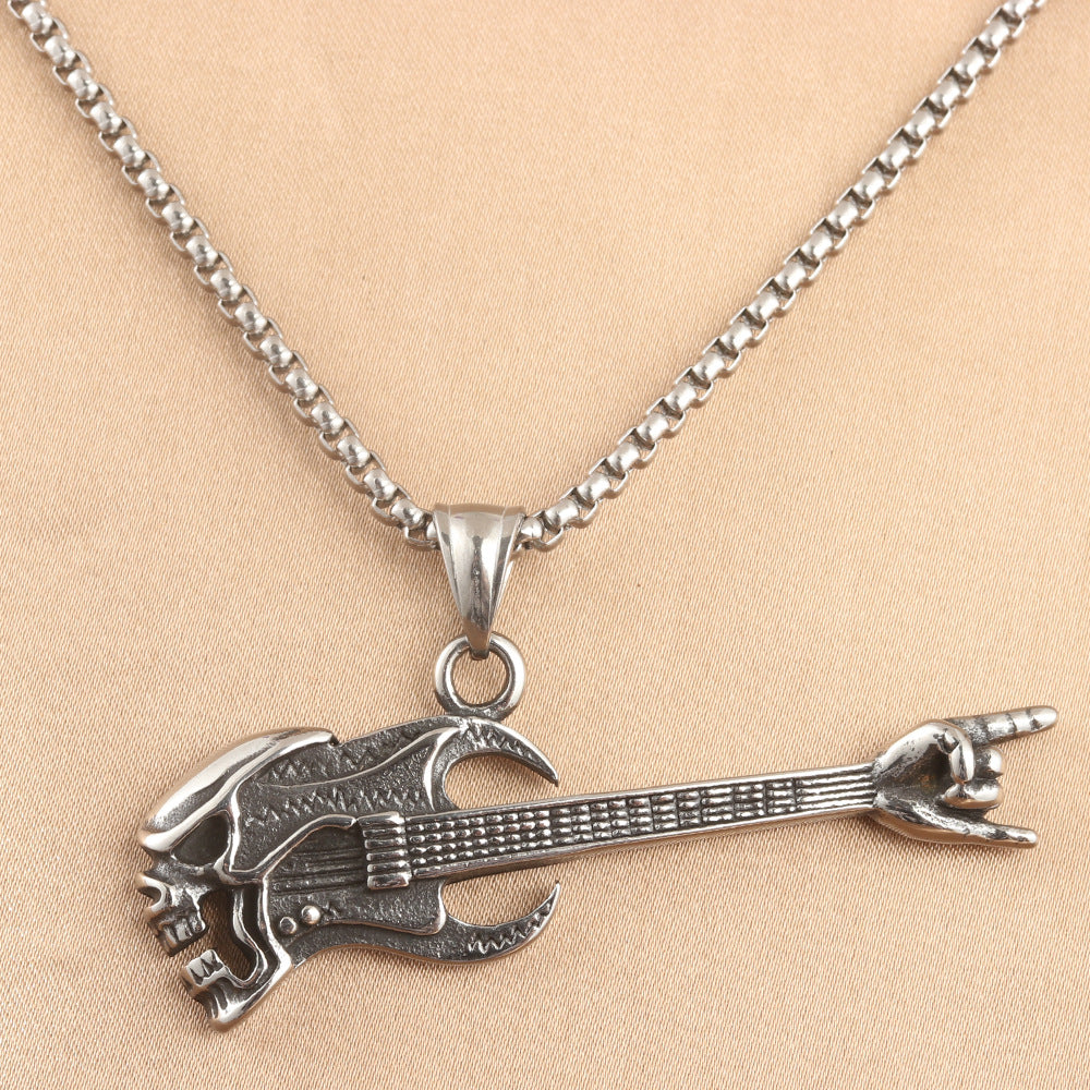European And American Stainless Steel Rock Skull Pendant