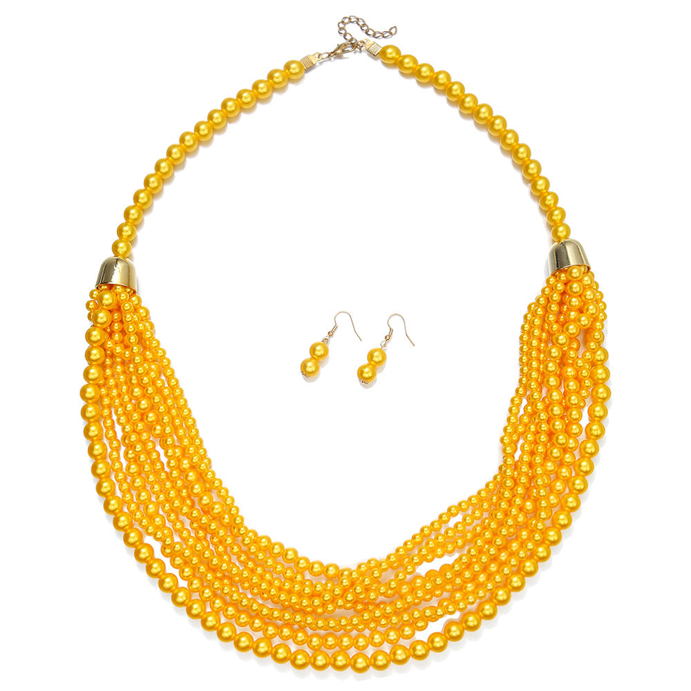 Planderful Savanna Rhythms Necklace and Earrings Set – Elegant Multi-Layer Design
