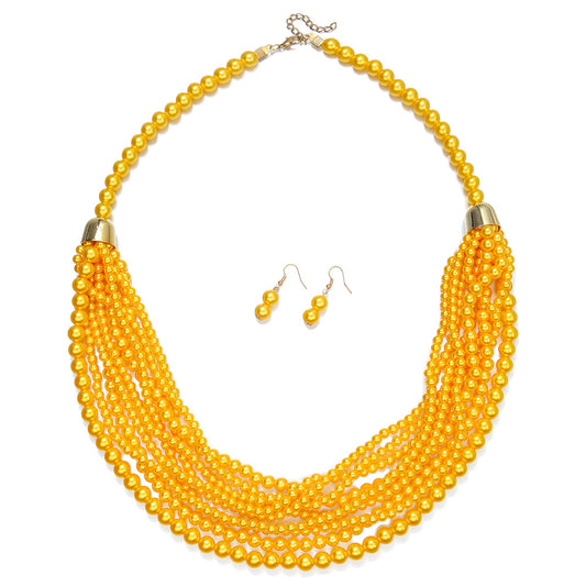 Planderful Savanna Rhythms Necklace and Earrings Set – Elegant Multi-Layer Design