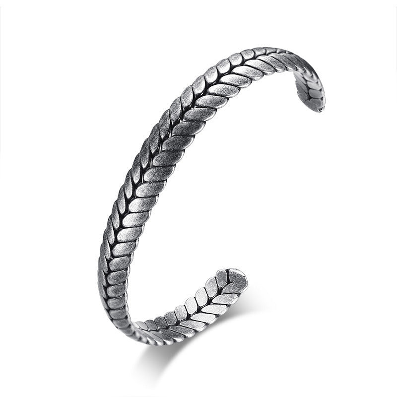 Trend Simple Women's Bracelet 8MM Stainless Steel Wheat Ear