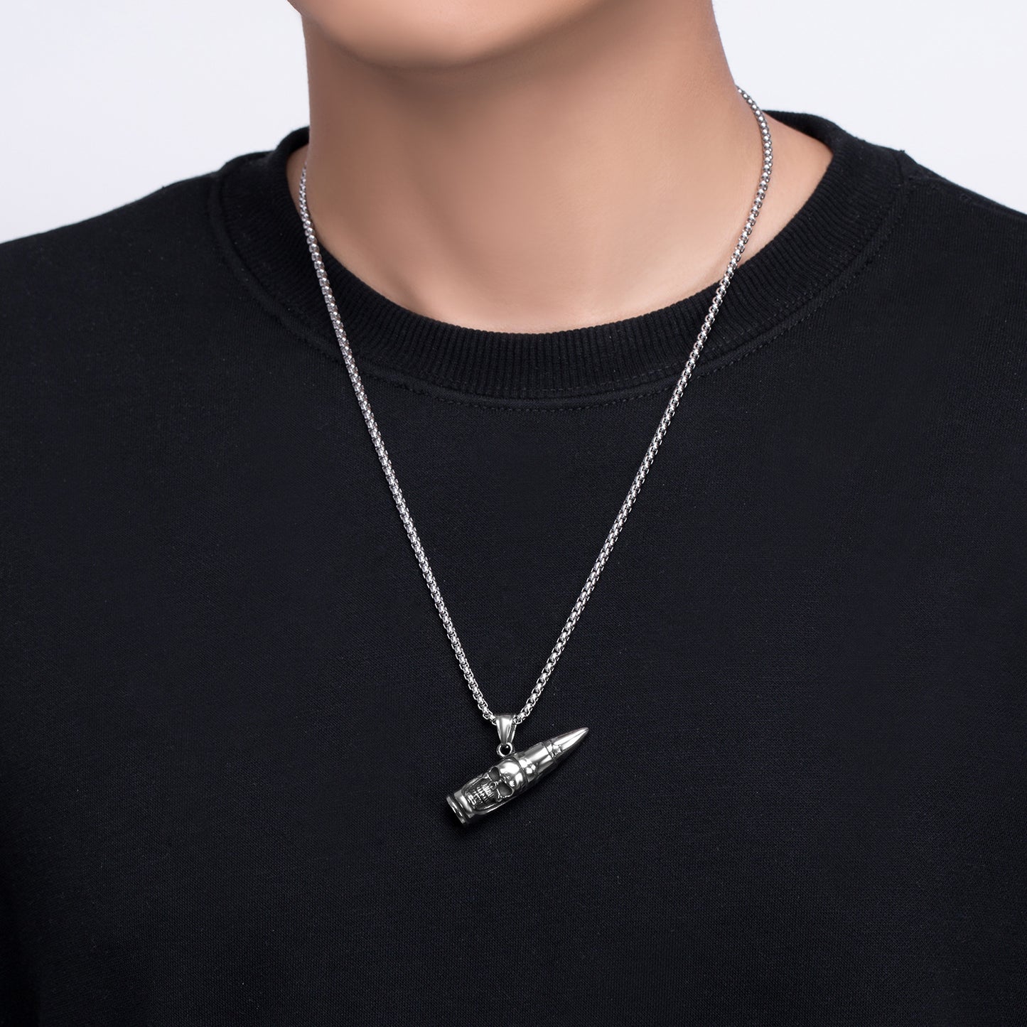 Steel Necklace – Statement Skull Pendant For Men Everyday Bold Streetwear Accessory