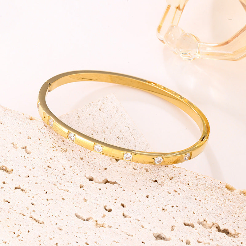 Planderful Jewelry Stainless Steel Zircon Bracelet