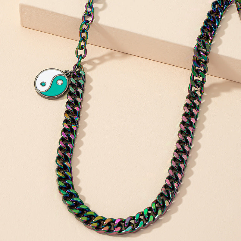 Colorful Alloy Splicing Necklace with Street Style Flavor