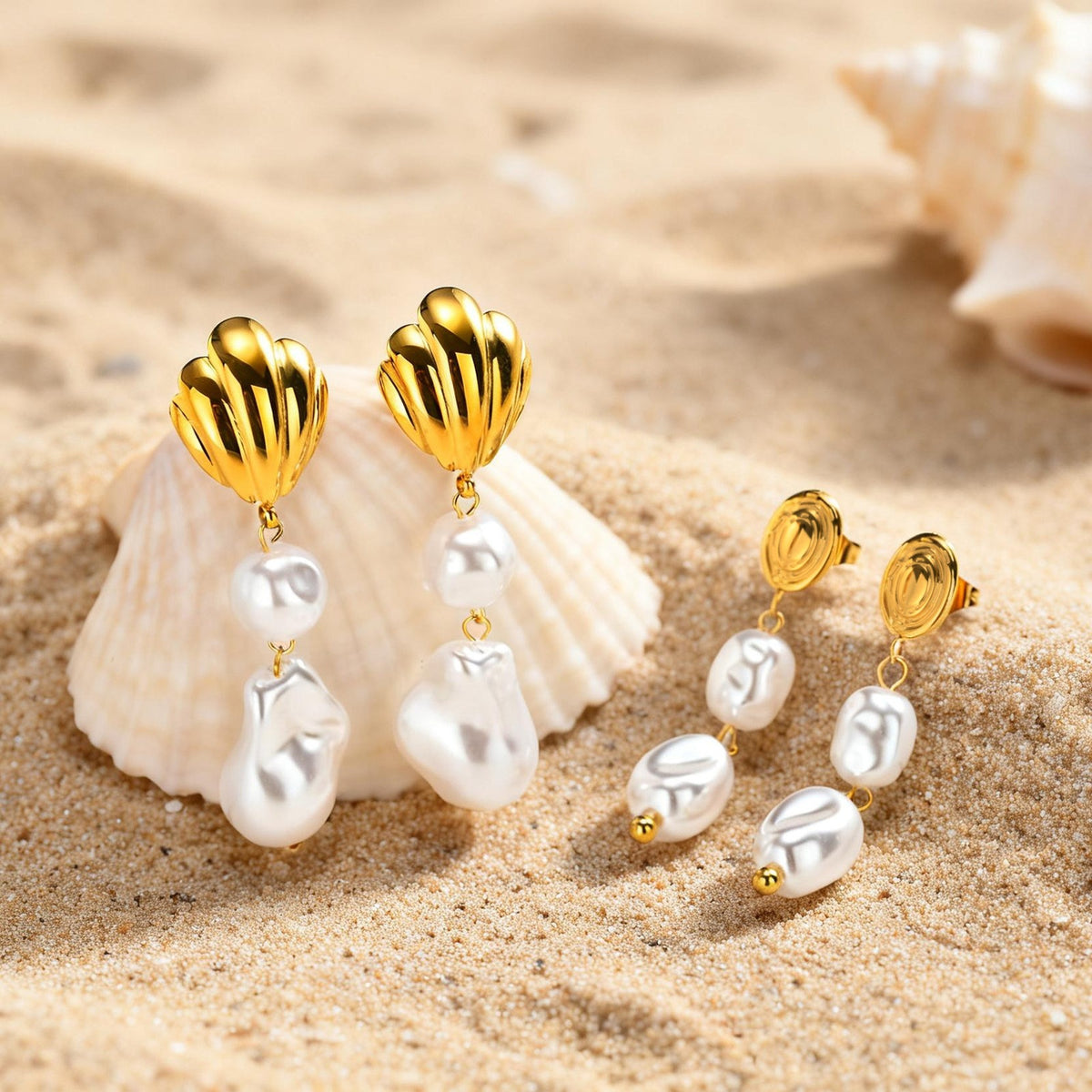 Stainless Steel Pearl Earrings