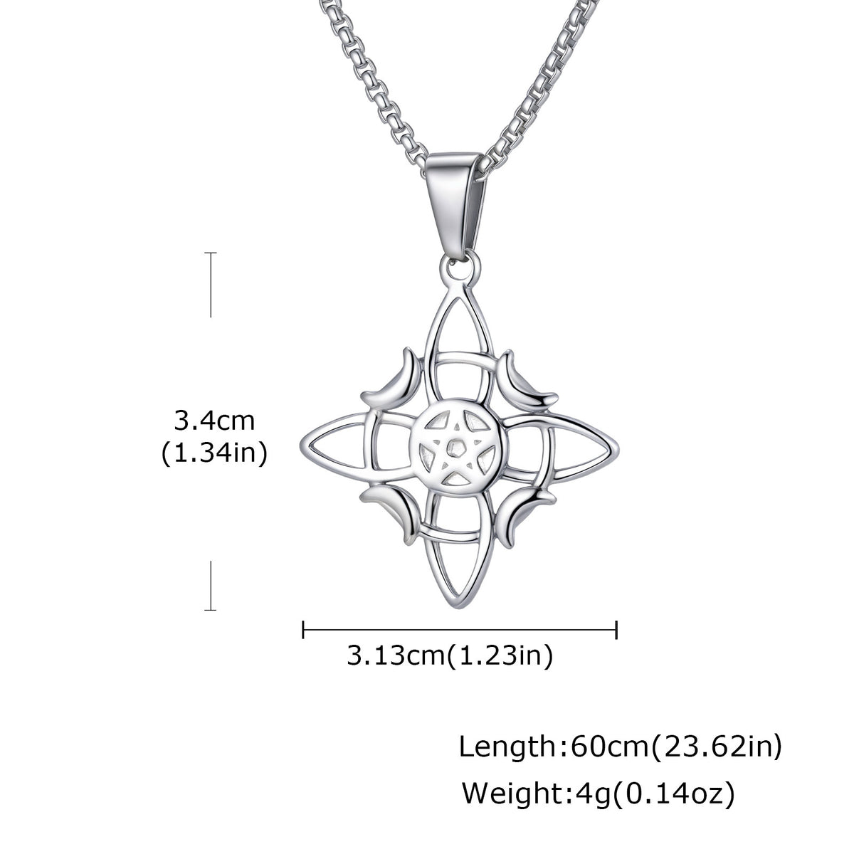 Celtic Knot Star & Moon Stainless Steel Pendant