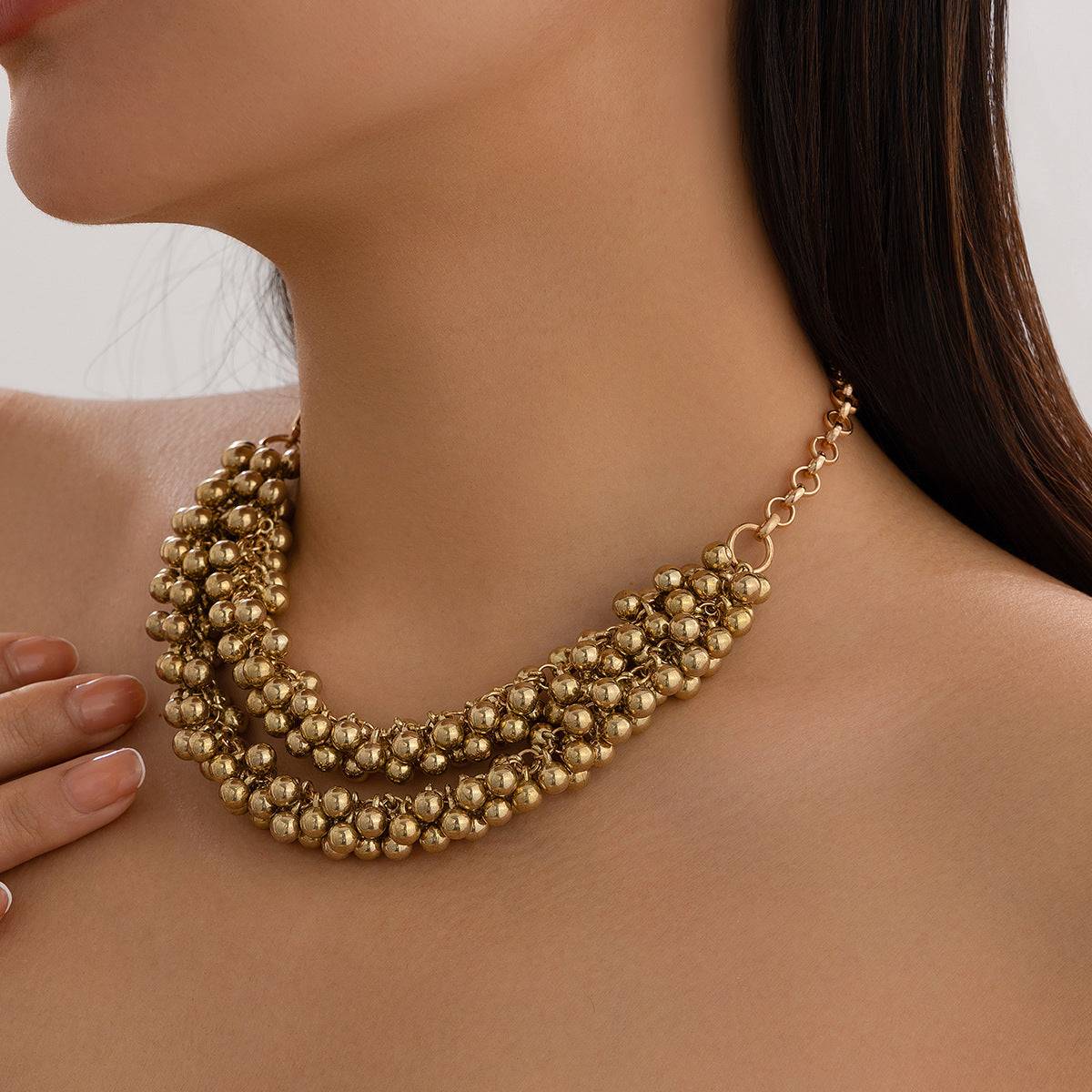 Oversized Round Bead Drop Necklace