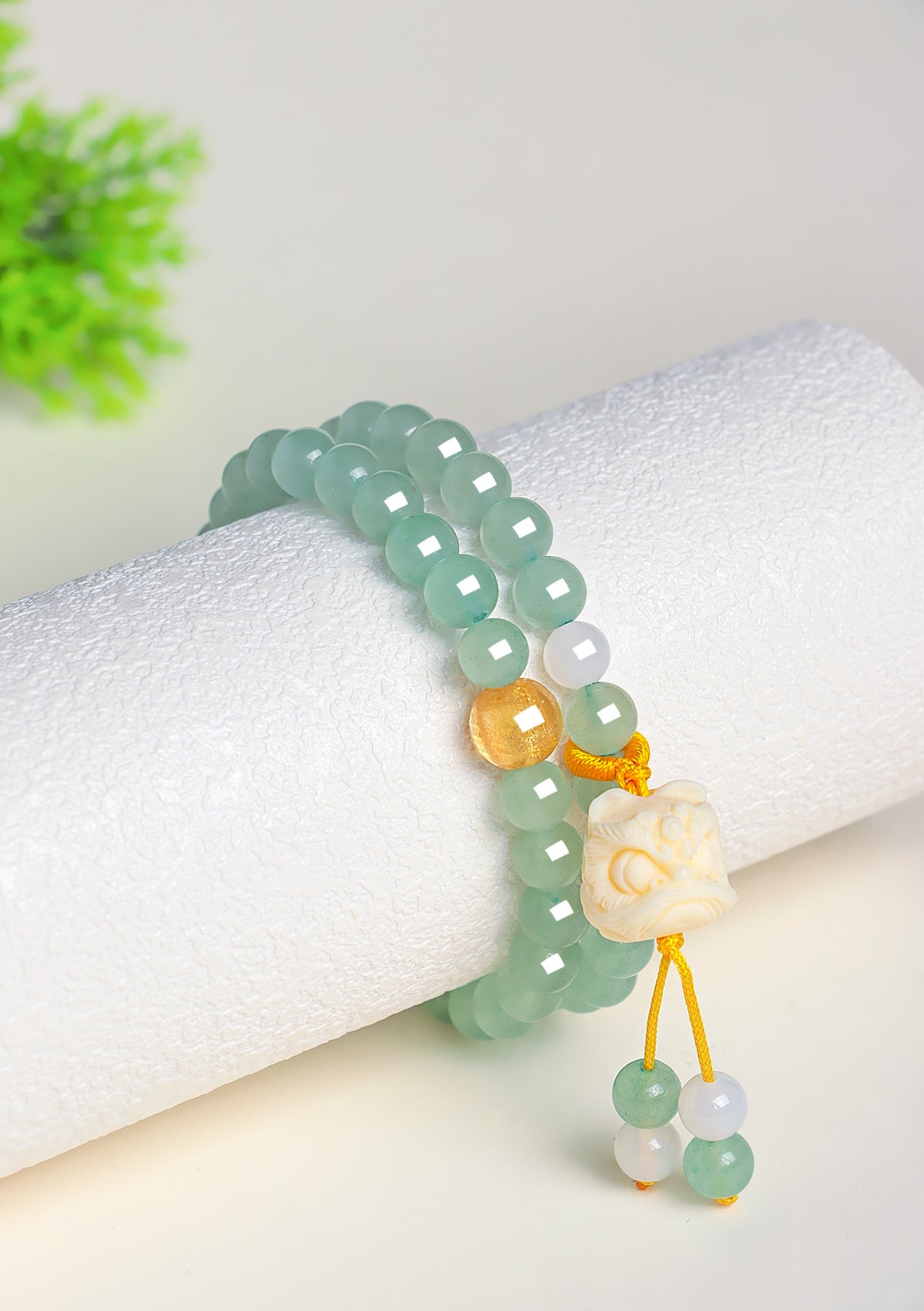 6 mm Aventurine Double-Wrap Lion Bracelet