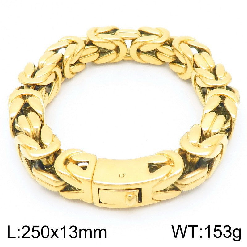 Planderful Custom Mens Square Titanium Steel Punk Bracelet