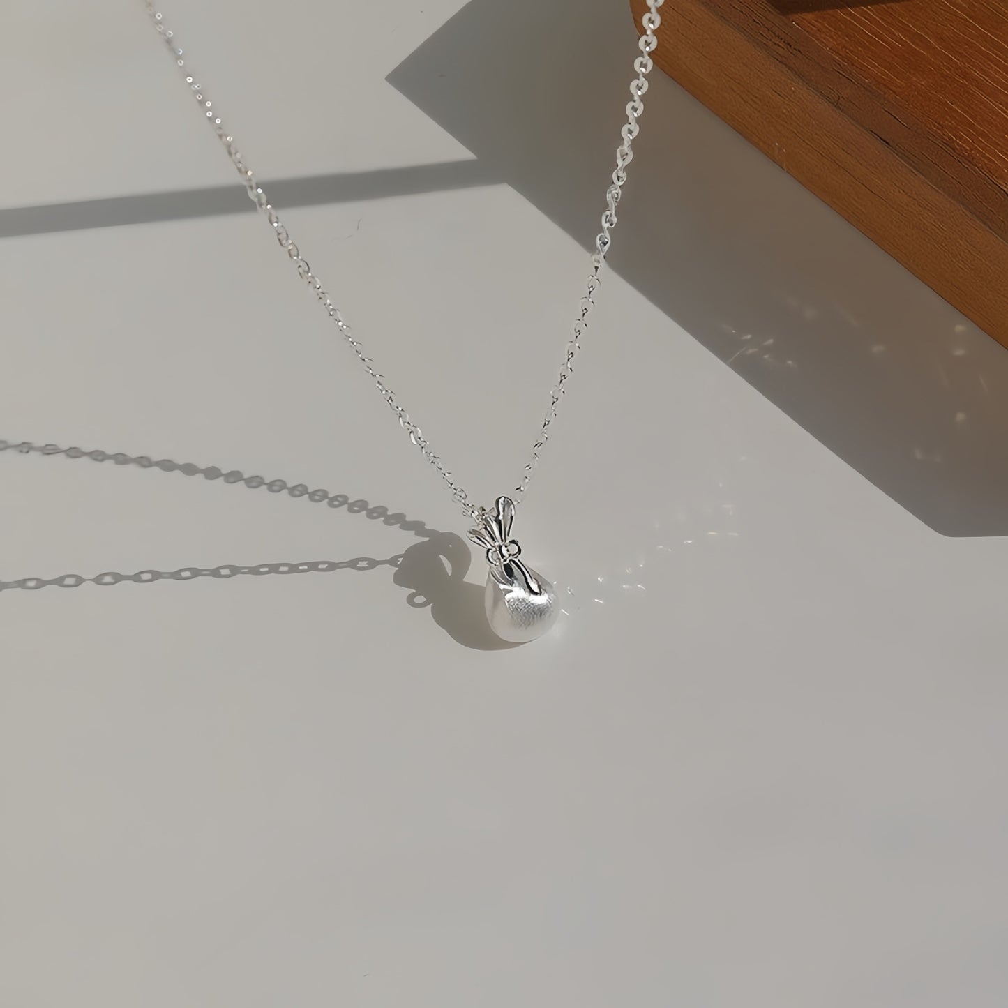 Planderful Sterling Silver Lucky Money Bag Necklace for Girlfriend - Elegant Chinese Style Collarbone Chain Gift