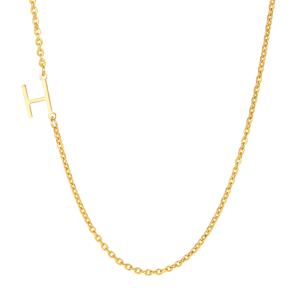 Stainless Steel Flat Cross Chain Letter Necklace Gold Collarbone Chain Letter