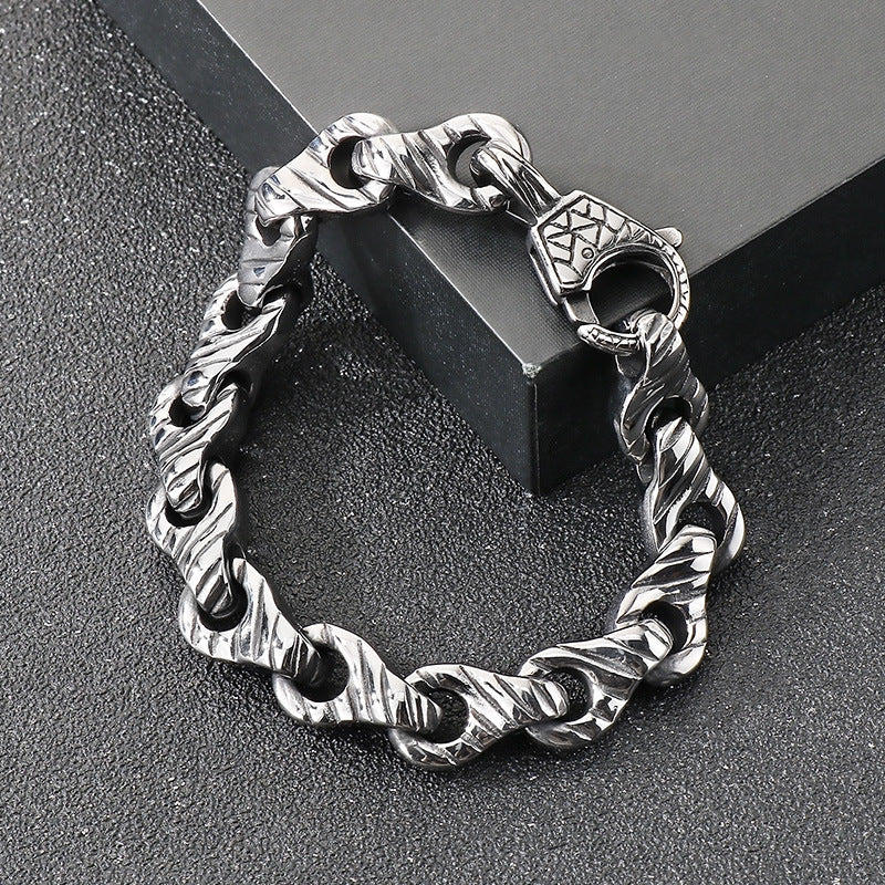 Stainless Steel Interlocking Handcuff Bracelet Punk Style