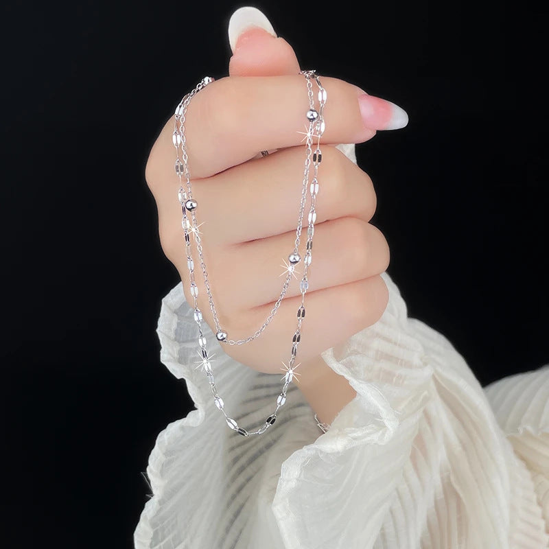 Planderful Jewelry Steel Necklace Double Layer Collarbone