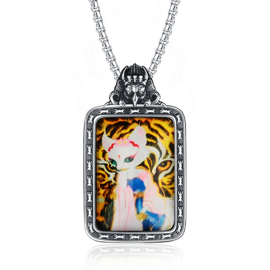 Steel Necklace - Elegant Everyday Genie Pendant For Men, Safe And Lucky Jewelry, High End Niche