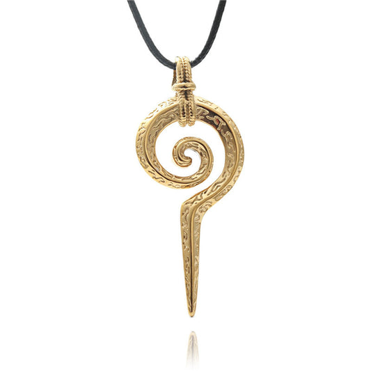 Titanium Steel Snake Scepter Pendant - Trendy Punk Necklace for Men - Retro Stainless Steel Totem Design