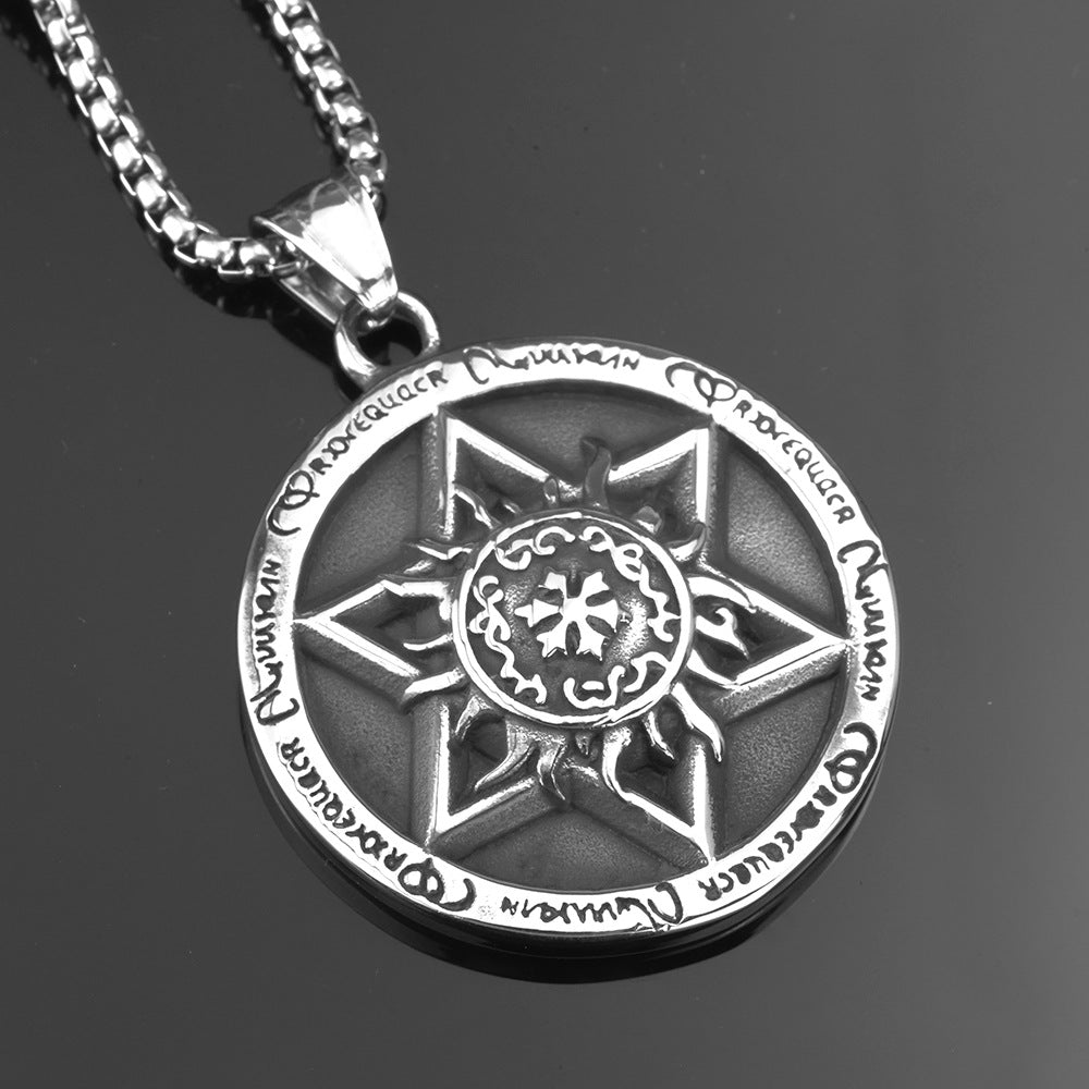 Retro Stainless Steel Men's Pendant Personalized Hexagram Necklace