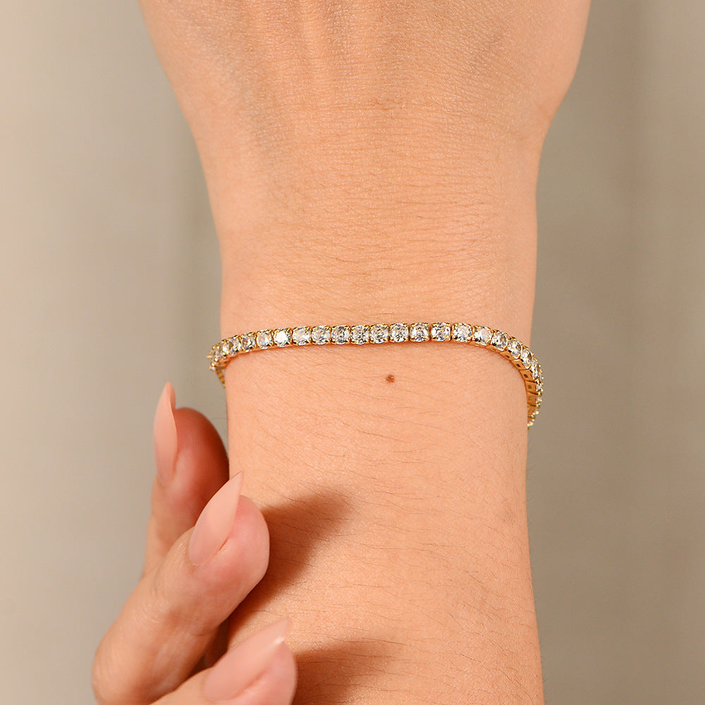 Planderful Everyday Genie Sterling Silver Zircon Tennis Bracelet Adjustable Claw Chain For Women