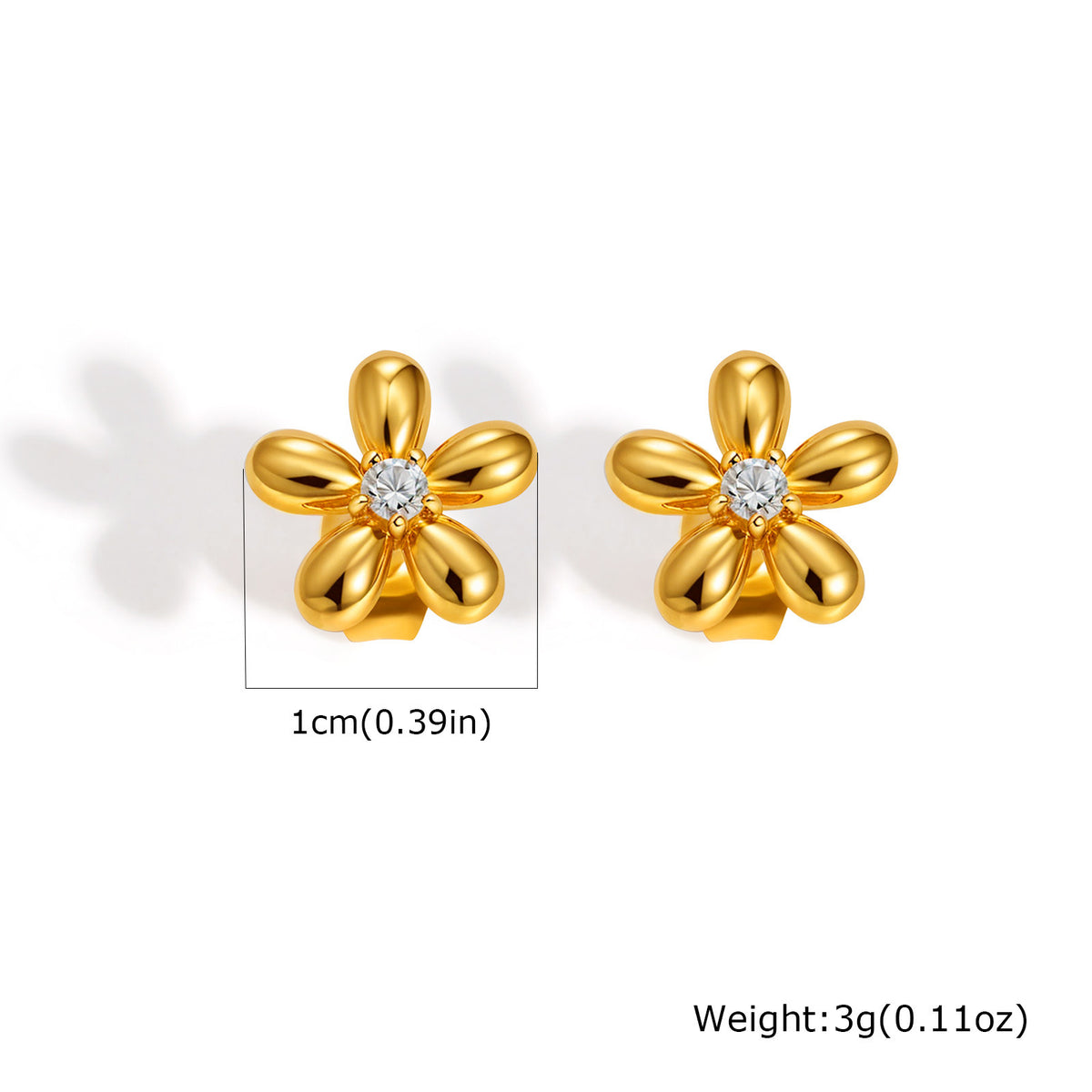 Gold-Tone Crystal Flower Stud Earrings