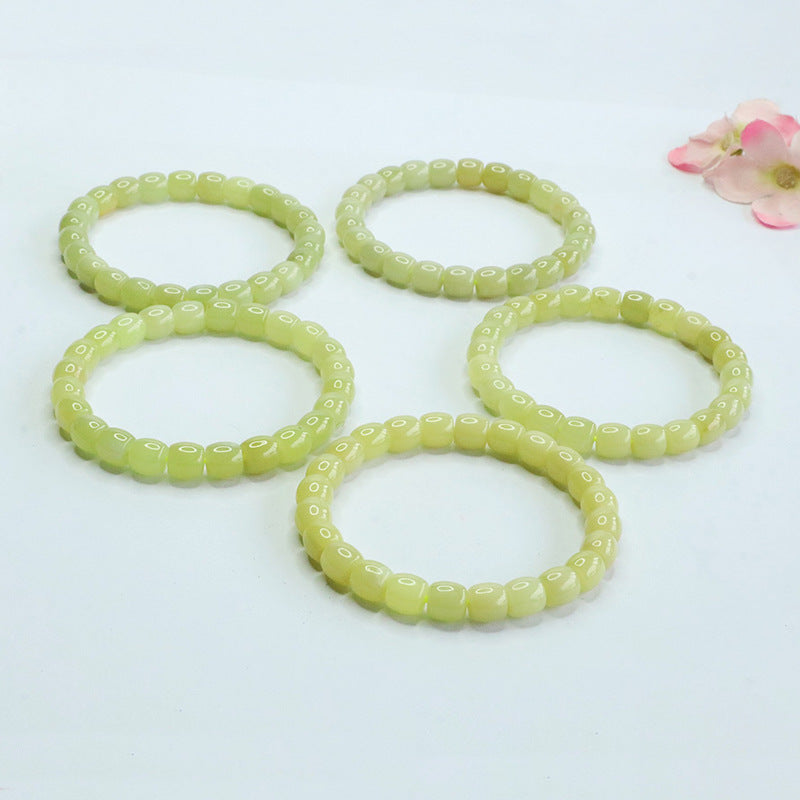 Yellow-Green Hetian Jade Straight-Cut Bracelet