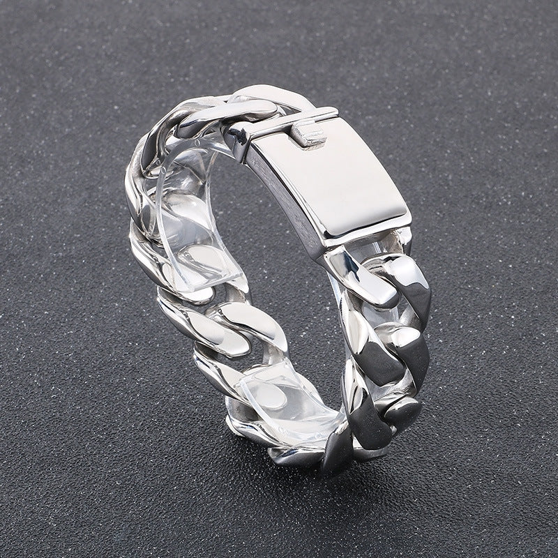 Planderful Mens Titanium Steel Cuban Chain Bracelet