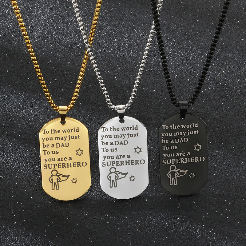 Planderful Dad Pendant Stainless Steel Engraved For Men