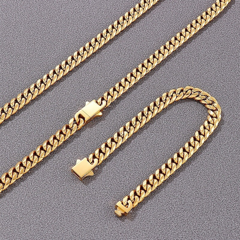 Daily Trendy Men's 8mm Double Weaving Round Grinding Men's Stainless Steel Necklace, Minimalist