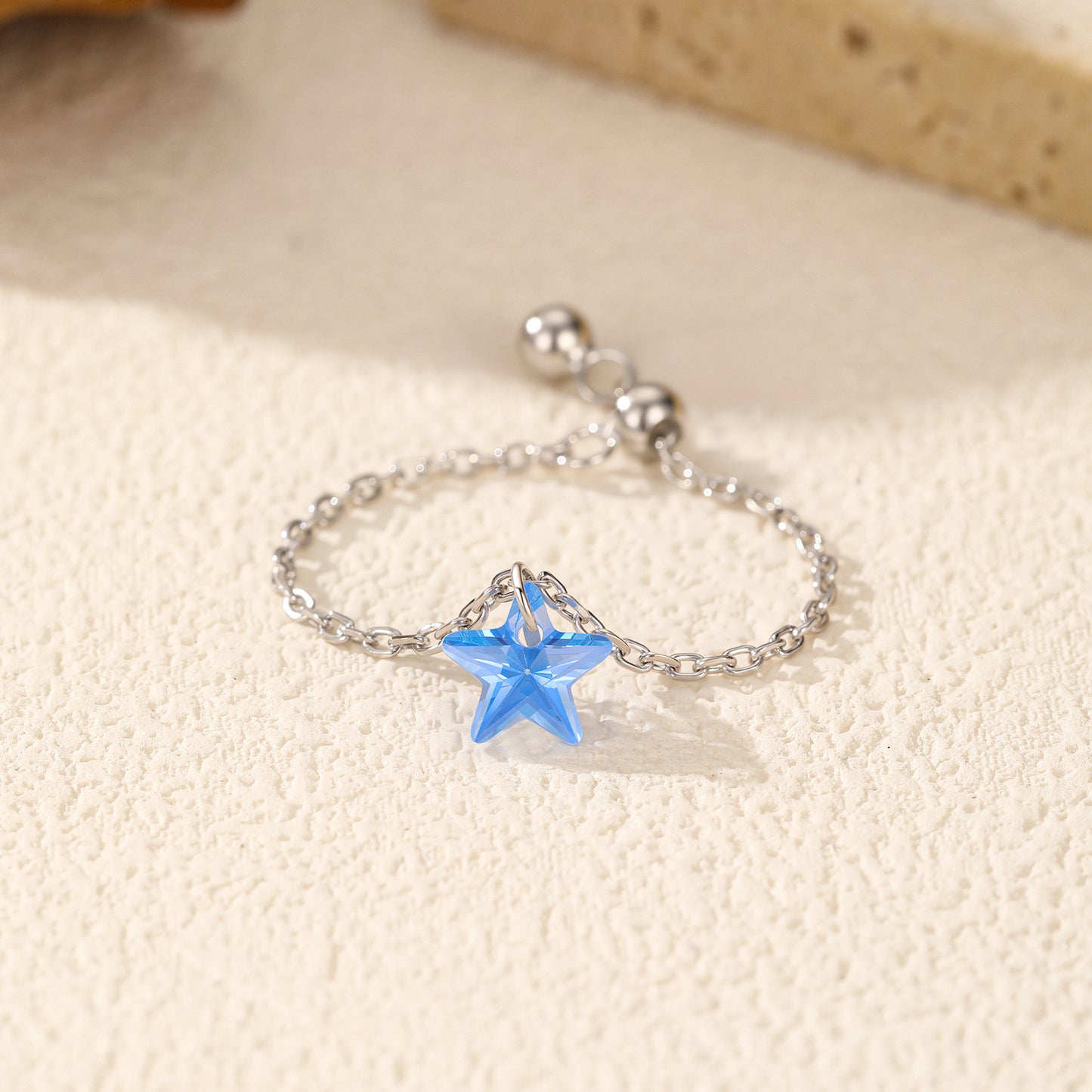 Planderful Everyday Genie Ring – Adjustable Sterling Silver with Dream Blue Star Design