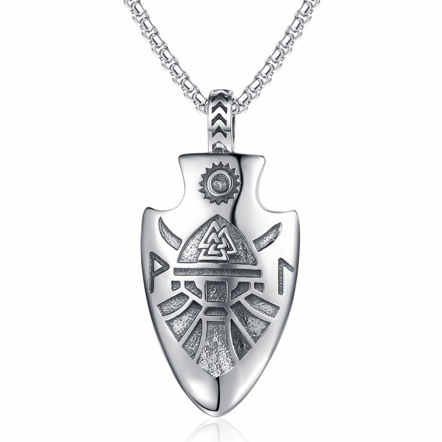 Steel Necklace – Vintage Unisex Double-Sided Arrow Pendant