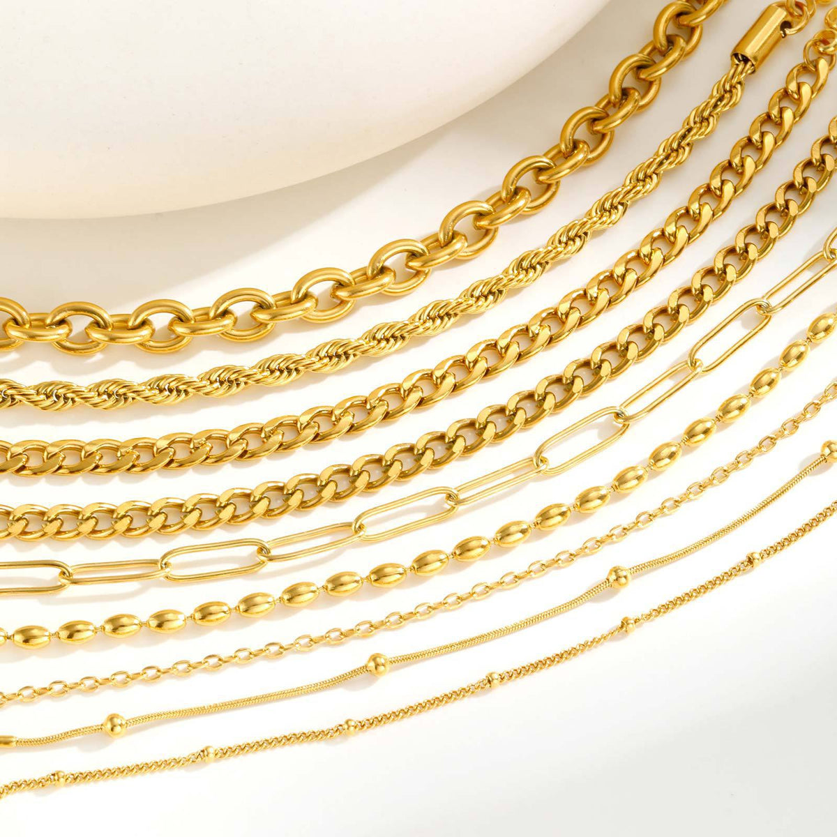 Stainless Steel Bubble Buckle Nk Chain Bead Chain Twist Chain Multi-Style Women Bracelet
