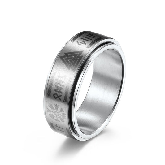 Planderful Viking Infinity Rotatable Stainless Steel Ring for Men and Women Unisex Gift