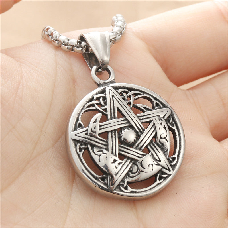 Titanium Steel Hollow Five-Pointed Star Pendant Necklace