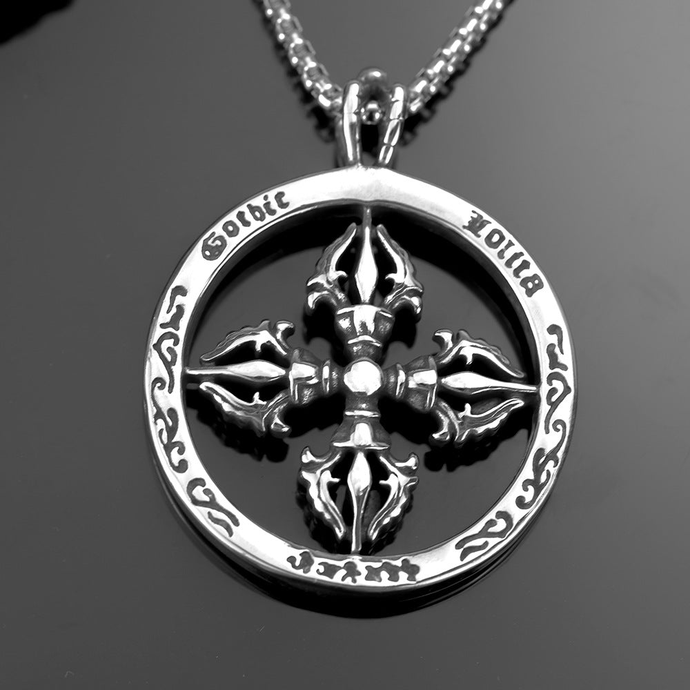 Vintage Men's Jewelry Stainless Steel Personalized Cross Pendant Necklace