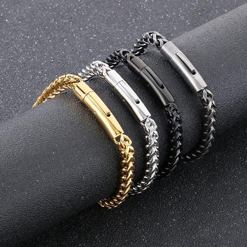 Planderful Men Stainless Steel Chain Bracelet Retro Style