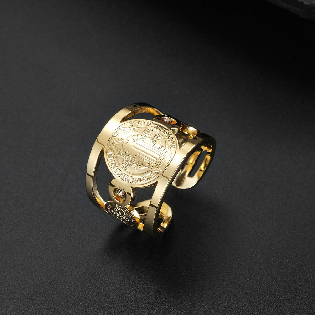 Planderful Mens Titanium Steel Ring Adjustable Opening Punk Streetwear Jewelry Non Fading Durable