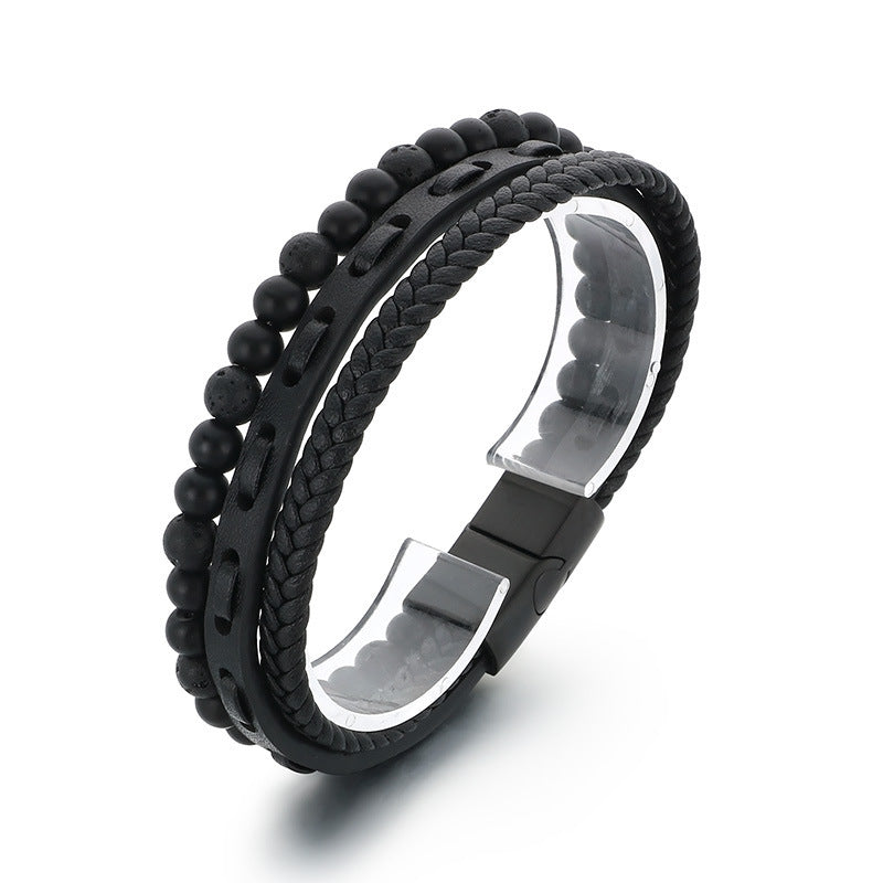 Planderful Men Tiger Eye Beaded Bracelet Magnetic Buckle