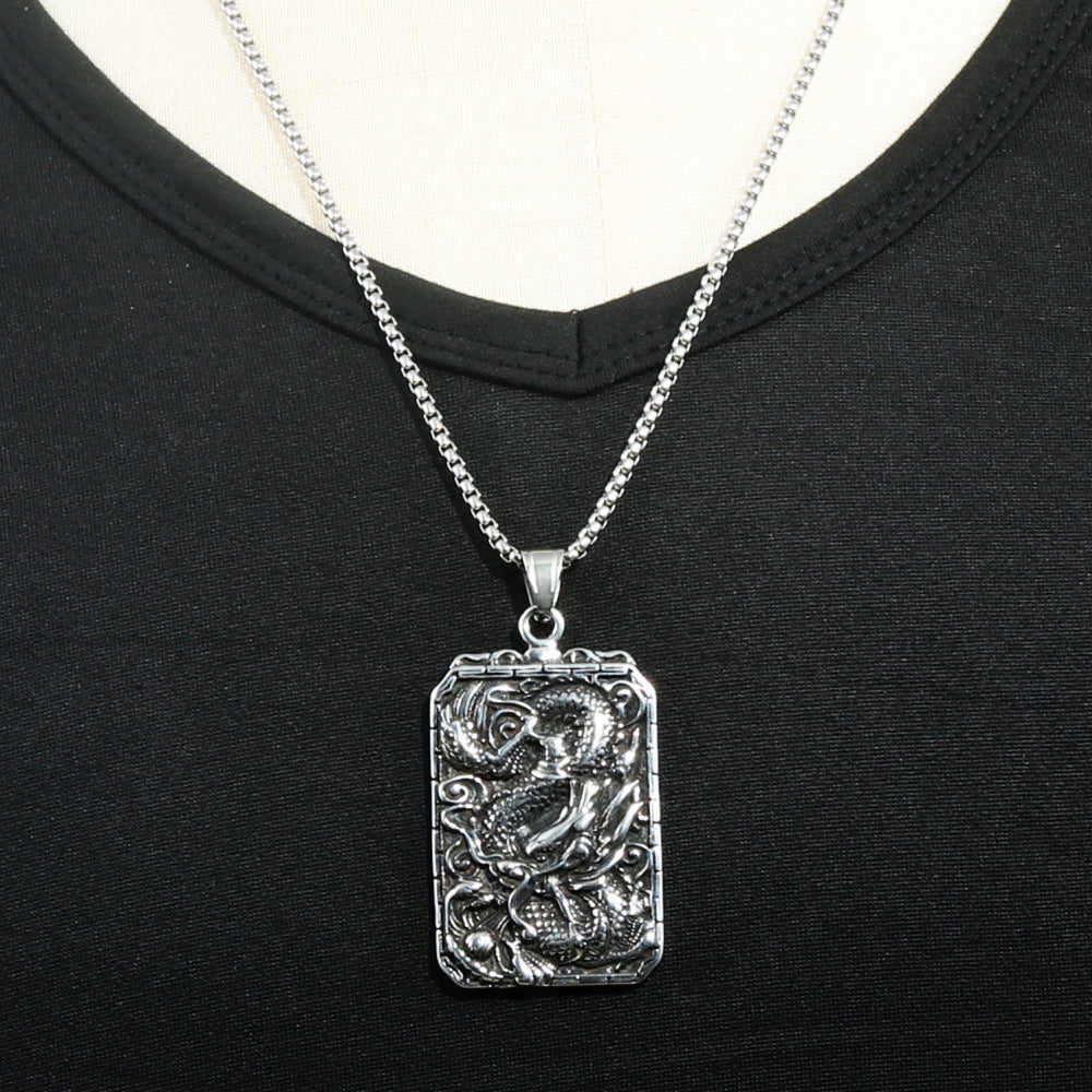 European And American Stainless Steel Dragon Pendant Necklace