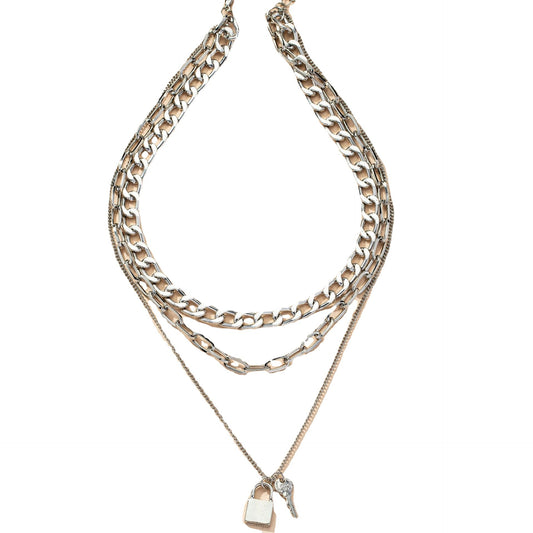 Key Lock Layered Necklace - Stylish Cross-Border Clavicle Chain