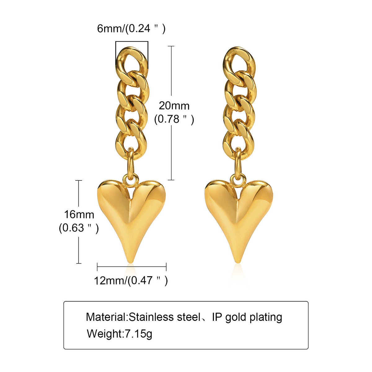 Stainless Steel Heart Earrings