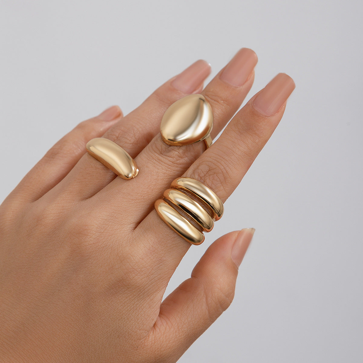 Planderful Vienna Verve Geometric Open Ring Lava Metal Texture For Modern Fashion Lovers
