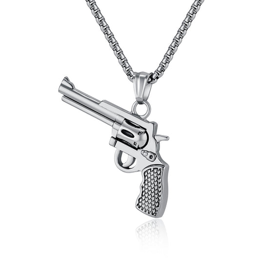 European and American Hip Hop Titanium Steel Revolver Necklace