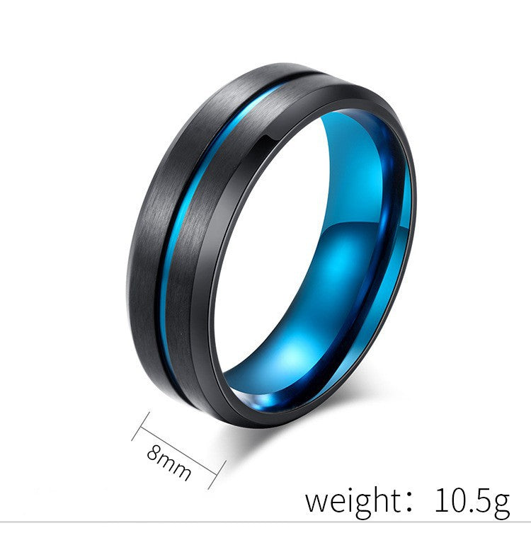 Planderful Titanium Steel Two Tone Ring With Brushed Beveled Matte Finish For Men Hip Hop Fashion