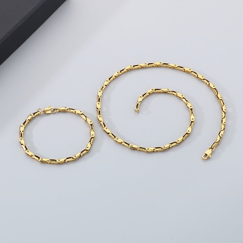 Simple Versatile Japanese Buckle Titanium Men Bracelet Set