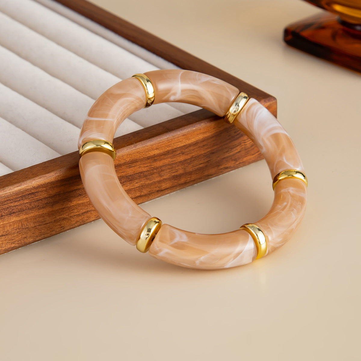 Retro Curved Geometric Splicing Bracelet Bracelet Imitation Pearl Special-Shaped Bracelet